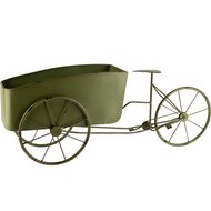 Dekoratief | Plantenhouder bakfiets, groen, metaal, 64x14x25cm | A240990