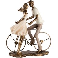 Dekoratief | Koppel m/fiets, wit/goud, resina, 25x11x29cm | A240112