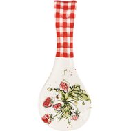 Dekoratief | Lepelhouder m/aardbeien, wit/rood, keramiek, 26x12x3cm | A240793