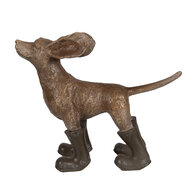 Clayre &amp; Eef   | Decoratie Beeld Hond Bruin Groen 29x10x23 cm | 6PR5064