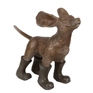 Clayre &amp; Eef   | Decoratie Beeld Hond Bruin Groen 29x10x23 cm | 6PR5064