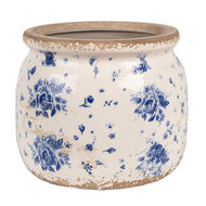 Clayre &amp; Eef   | Bloempot Binnen Beige Blauw &oslash; 16x13 cm | 6CE1659M