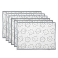 Clayre &amp; Eef   | Placemats Set van 6 Wit Grijs 48x33 cm | LGD40