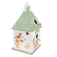 Clayre &amp; Eef   | Vogelhuis Wit Groen 20x18x38 cm | 6Y5493