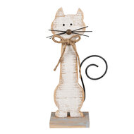 Clayre &amp; Eef   | Decoratie Beeld Kat Wit 21x8x38 cm | 6Y5594