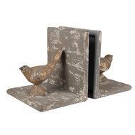 Clayre &amp; Eef   | Boekensteunen Set van 2 Grijs Goudkleurig 26x15x15 cm | 65381