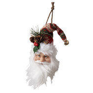 Clayre &amp; Eef   | Decoratie Hanger Kerstman Rood Wit 10x9x28 cm | 65271