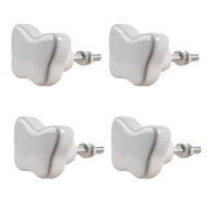 Clayre &amp; Eef   | Deurknop set van 4 Wit &oslash; 4x3/6 cm | 65300