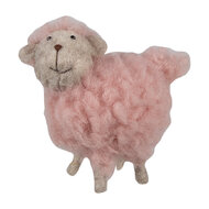 Clayre &amp; Eef   | Decoratie beeld Schaap Roze 14x7x10 cm | 65378