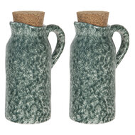 Clayre &amp; Eef   | Olie en Azijnstel set van 2 Groen 8x6x14 cm | 6CE1239