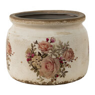 Clayre &amp; Eef   | Bloempot Binnen Roze, Beige &oslash; 15x13 cm | 6CE1419M