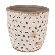 Clayre &amp; Eef   | Bloempot Binnen Beige Zwart &oslash; 16x16 cm | 6CE1652L