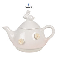 Clayre &amp; Eef   | Tea for One Roze Wit 18x12x13 cm /&oslash; 15x11x7 cm 500 ml / 275 ml | 6CE1698