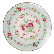 Clayre &amp; Eef   | Servies Ontbijtbord Groen, Wit &oslash; 21x2 cm | 6CEDP0128