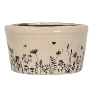 Clayre &amp; Eef   | Bloempot Binnen Beige, Zwart &oslash; 16x9 cm | 6CEFAF0002M