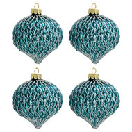 Clayre &amp; Eef   | Kerstballen Set van 4 Blauw &oslash; 8x9 cm | 6GL3286