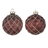 Clayre &amp; Eef   | Kerstballen set van 2 Rood &oslash; 8x8 cm | 6GL4118