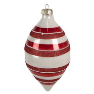 Clayre &amp; Eef   | Kerstbal Rood Wit &oslash; 8x15 cm | 6GL4330