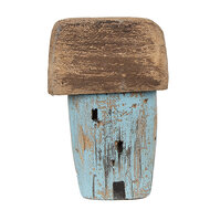 Clayre &amp; Eef   | Decoratie Huisje Blauw Bruin 6x4x10 cm | 6H2338