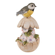 Clayre &amp; Eef   | Decoratie beeld Vogel Beige Grijs 6x6x14 cm | 6PR3823