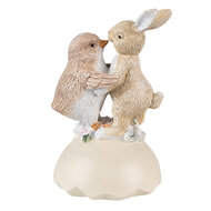 Clayre &amp; Eef   | Decoratie beeld Konijn en Kuiken Beige Bruin 8x8x13 cm | 6PR3826