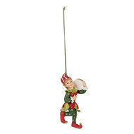 Clayre &amp; Eef   | Decoratie hanger elf Rood Groen 5x4x11 cm | 6PR3980