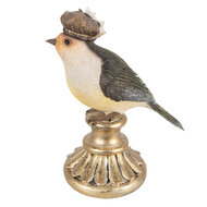 Clayre &amp; Eef   | Decoratie beeld Vogel Grijs 8x13x17 cm | 6PR3991