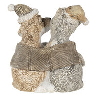 Clayre &amp; Eef   | Kerstdecoratie Beeld Kat en Hond Grijs, Wit 8x5x9 cm | 6PR4634