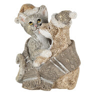 Clayre &amp; Eef   | Kerstdecoratie Beeld Kat en Hond Grijs, Wit 8x5x9 cm | 6PR4634