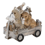 Clayre &amp; Eef   | Kerstdecoratie Beeld Honden Grijs, Beige, Wit 10x6x9 cm | 6PR4637