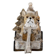 Clayre &amp; Eef   | Kerstdecoratie Beeld Honden Grijs, Beige, Wit 10x6x9 cm | 6PR4637