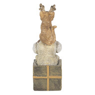 Clayre &amp; Eef   | Kerstdecoratie Beeld Kat en Hond Bruin, Wit 5x5x13 cm | 6PR4642