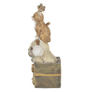 Clayre &amp; Eef   | Kerstdecoratie Beeld Kat en Hond Bruin, Wit 5x5x13 cm | 6PR4642