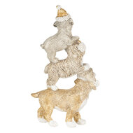 Clayre &amp; Eef   | Kerstdecoratie Beeld Honden Grijs, Beige, Wit 10x4x18 cm | 6PR4646