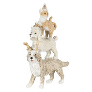 Clayre &amp; Eef   | Kerstdecoratie Beeld Honden en kat Grijs, Beige, Wit 12x4x17 cm | 6PR4647