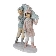 Clayre &amp; Eef   | Decoratie Beeld Kinderen Groen, Roze 12x6x15 cm | 6PR4662