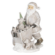 Clayre &amp; Eef   | Kerstdecoratie Beeld Kerstman Zilverkleurig 12x8x15 cm | 6PR4728