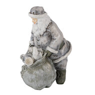 Clayre &amp; Eef   | Kerstdecoratie Beeld Kerstman Grijs, Wit 10x7x13 cm | 6PR4729