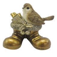 Clayre &amp; Eef   | Decoratie beeld Vogel Goudkleurig 10x7x9 cm | 6PR4865