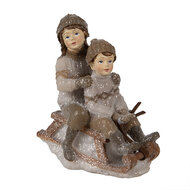 Clayre &amp; Eef   | Kerstdecoratie Beeld Kinderen Beige 9x6x11 cm | 6PR4909