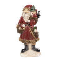 Clayre &amp; Eef   | Kerstdecoratie Beeld Kerstman Rood 12x4x24 cm | 6PR4926