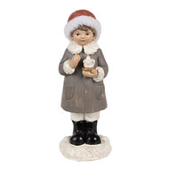 Clayre &amp; Eef   | Kerstdecoratie Beeld Kind Grijs, Wit 6x6x14 cm | 6PR4949