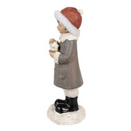 Clayre &amp; Eef   | Kerstdecoratie Beeld Kind Grijs, Wit 6x6x14 cm | 6PR4949