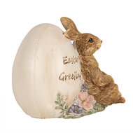 Clayre &amp; Eef   | Decoratie Beeld Konijn Bruin Wit 12x7x9 cm | 6PR5006