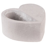 Clayre &amp; Eef   | Bloempot Hart Grijs 13x13x6 cm | 6TE0447