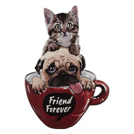 Clayre &amp; Eef   | Tekstbord Kat en Hond Rood 38x1x55 cm | 6Y4401