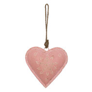 Clayre &amp; Eef   | Decoratie hanger Hart Roze 14x4x14 cm | 6Y4813L