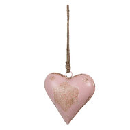 Clayre &amp; Eef   | Decoratie hanger Hart Roze 15x5x15 cm | 6Y4814M