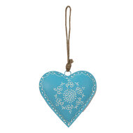 Clayre &amp; Eef   | Decoratie hanger Hart Blauw 16x1x15 cm | 6Y4815M