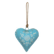 Clayre &amp; Eef   | Decoratie hanger Hart Blauw 15x4x15 cm | 6Y4816L